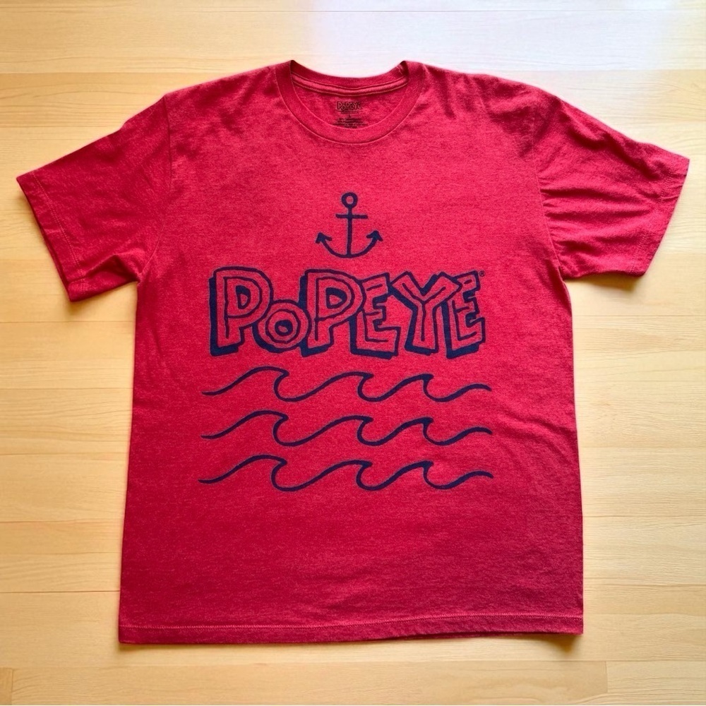 POPEYE Anchor Wave Graphic Tee – Red Short Sleeve – Large